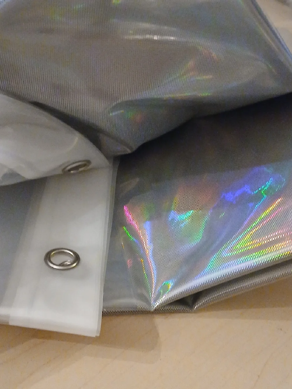 Kensie Holographic Diamond Shower Curtain - Silver